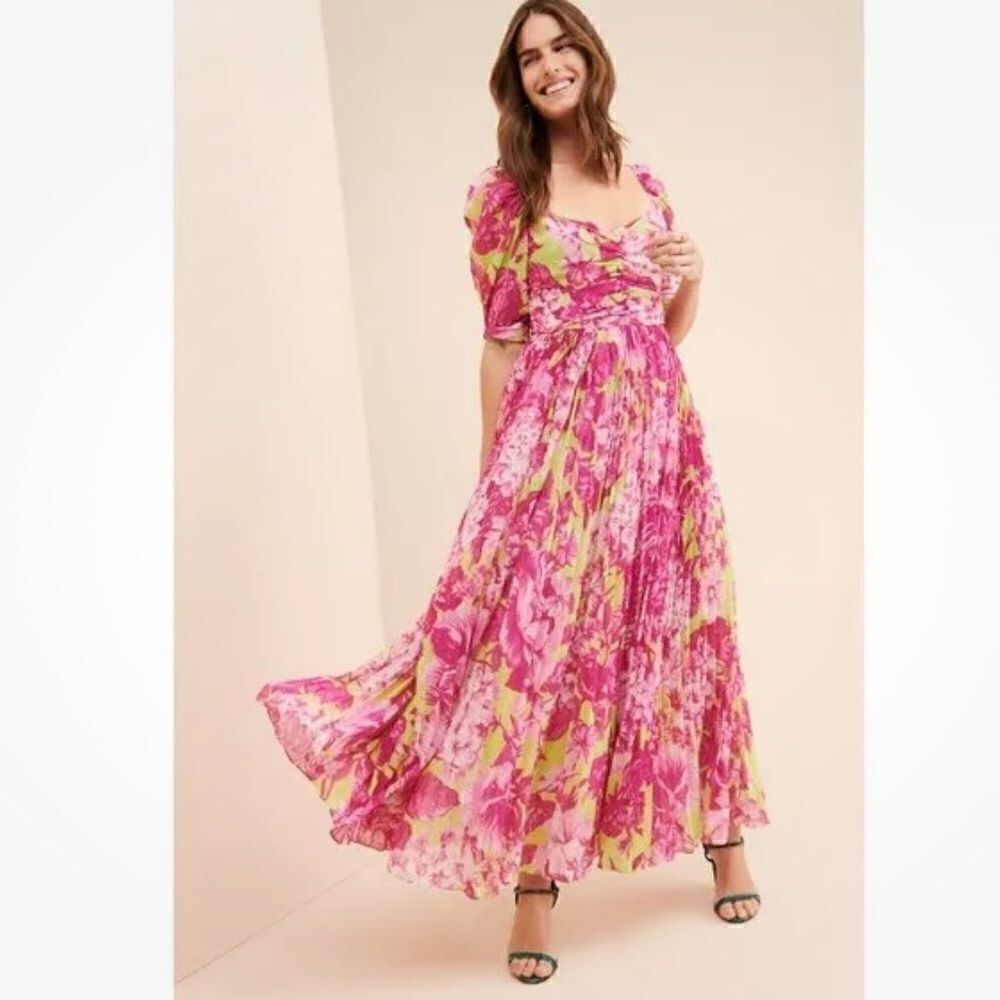 Rococo Sand 'Havana' Green & Pink Floral Maxi Dress Size S